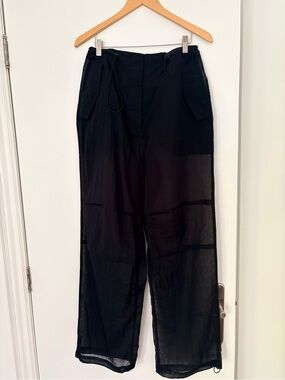 KITH Black Sheer Wide-Leg Drawstring Cargo Pants - W28 - only worn 2 x